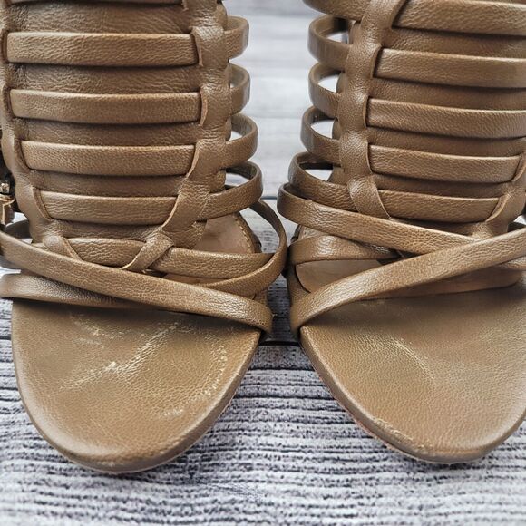 L.A.M.B Brown Leather Strappy Sandals Heels Size 6 - Picture 5 of 7